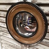 Miroir convexe cadre marron et noir