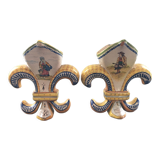 Pair of Henriot Quimper fleur-de-lys vases