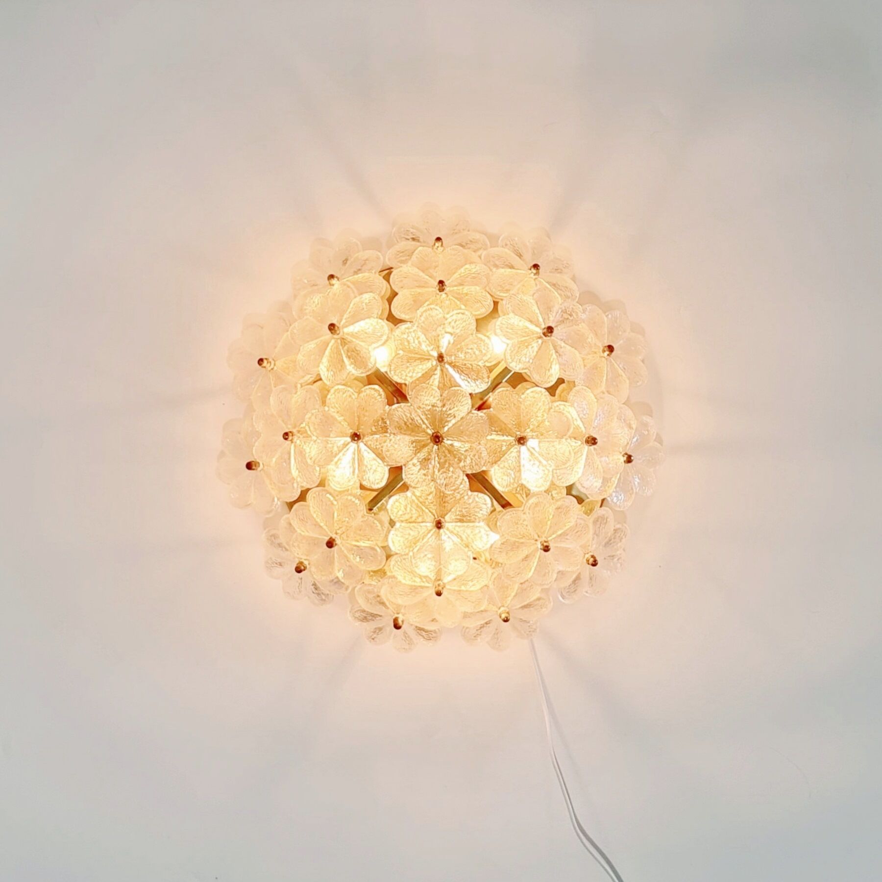 Mid-Century Floral Murano Glass Flush Mount by Ernst Palme for Palwa, Germany, 1960s