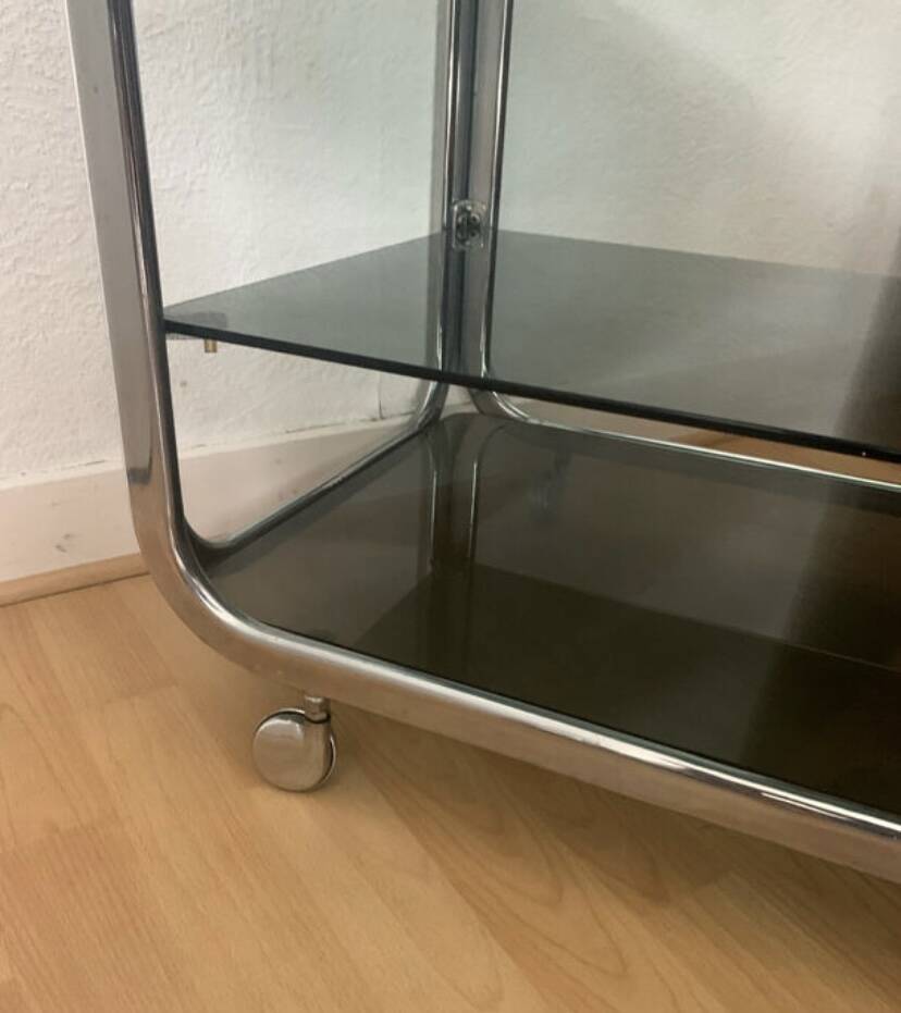Vintage chrome and smoked glass serving trolley