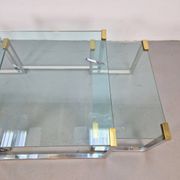 T53 Coffee and Side Tables in Brass and Glass by Peter Ghyczy, 1970s, Set of 3