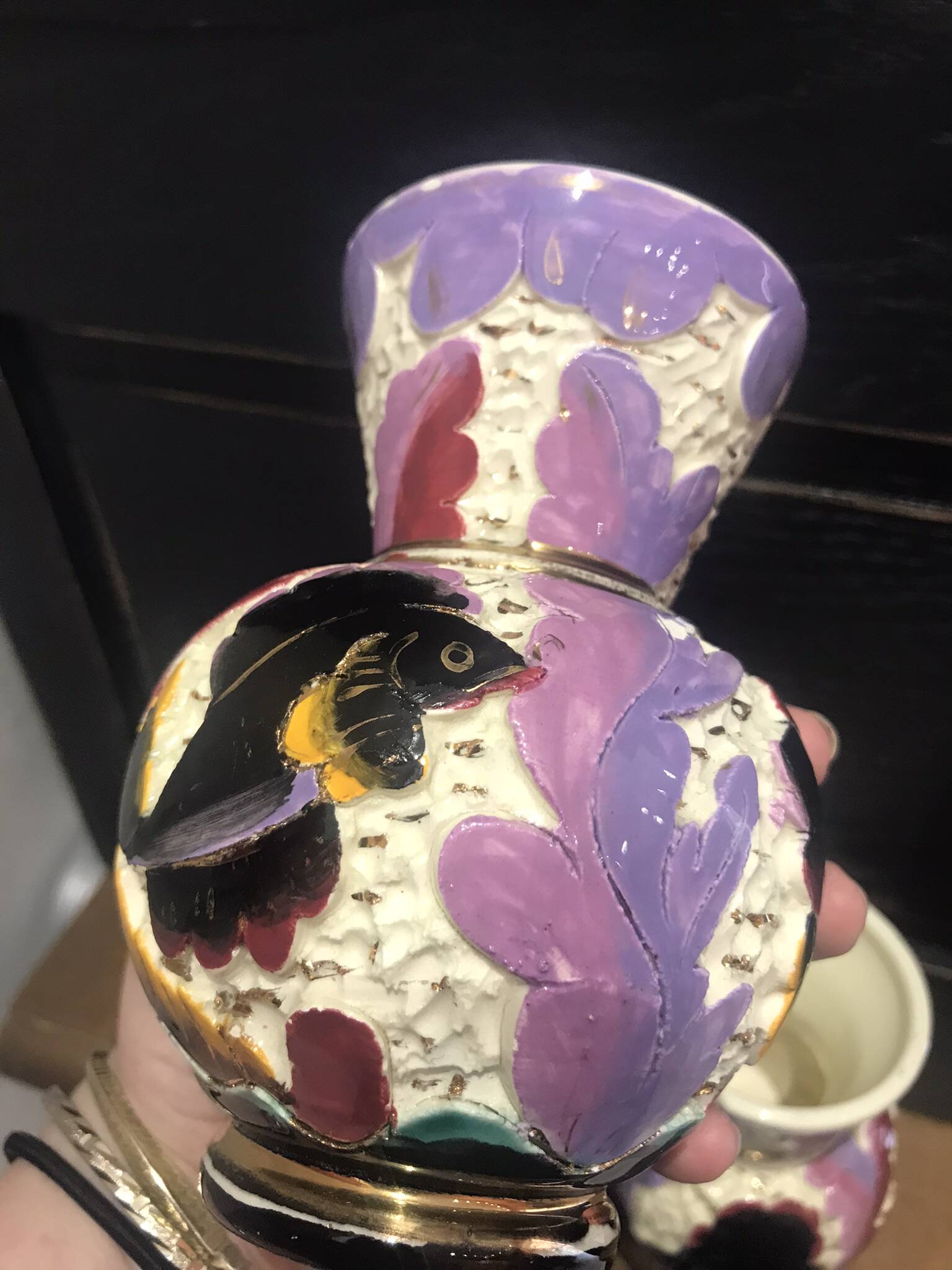 2 vases vintage en céramique de Monaco à décor de poissons