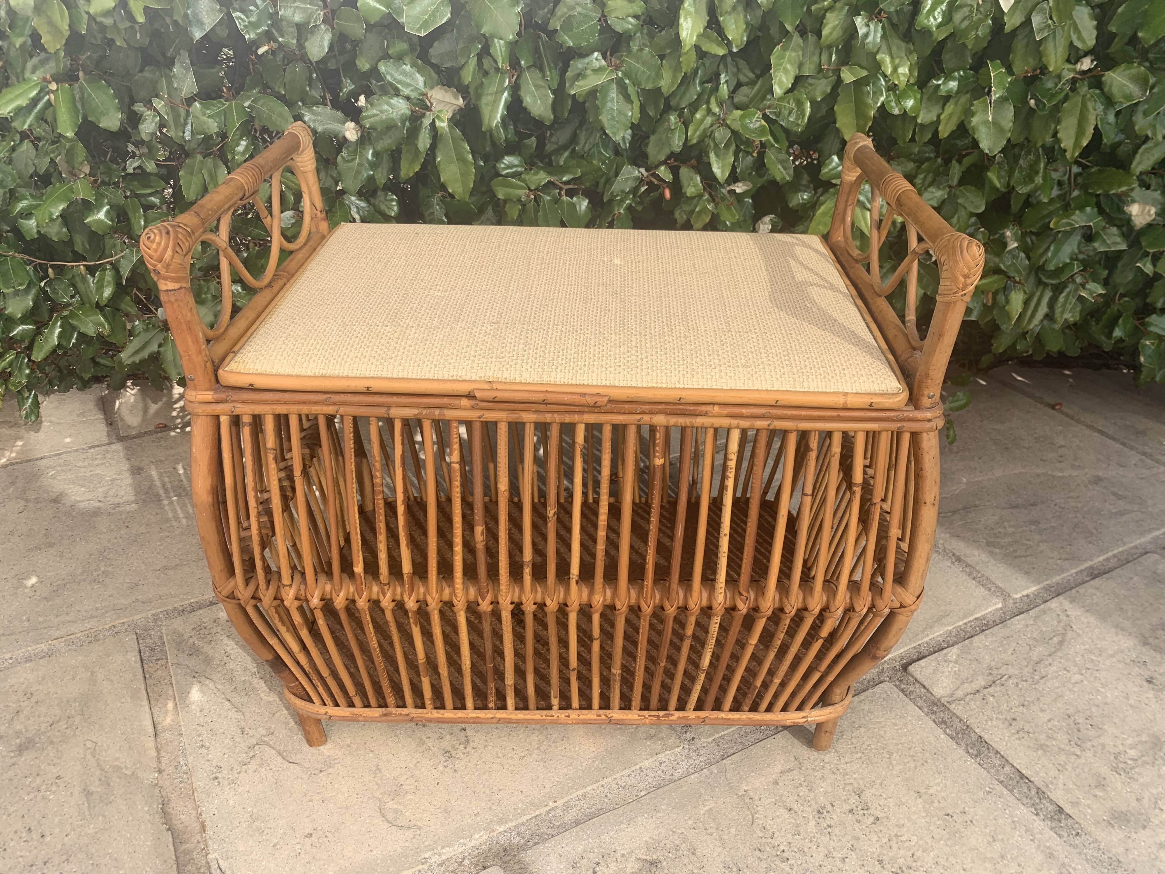 Vintage rattan toy chest