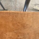 Brutalist Aranjou style table in elm and 6 Stella chairs.