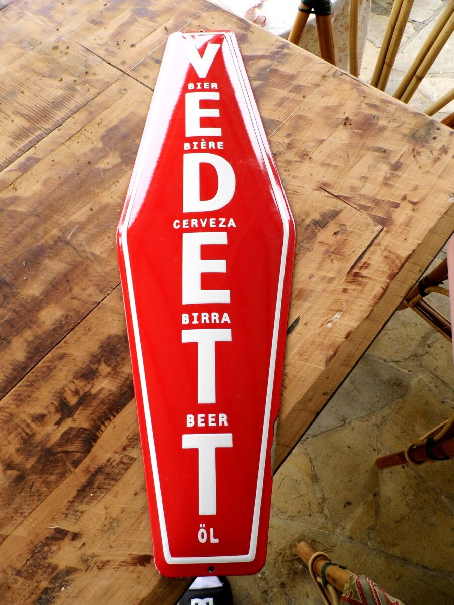 Advertising enamel sheet for the famous Belgian beer brand Vedett