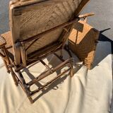 Chaise longue rotin vintage