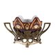 Art Nouveau ceramic platter in gilded basket with grapevine motif, Europe