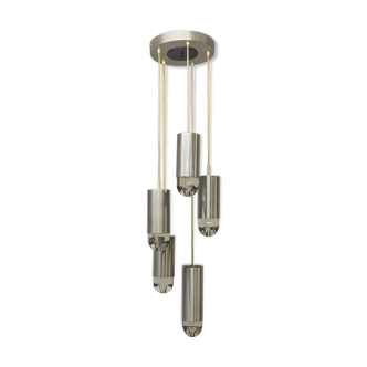 Chandelier in brushed steel and glass of Raak 1960 s