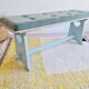 Antique blue velvet wooden bench - heart-shaped bench