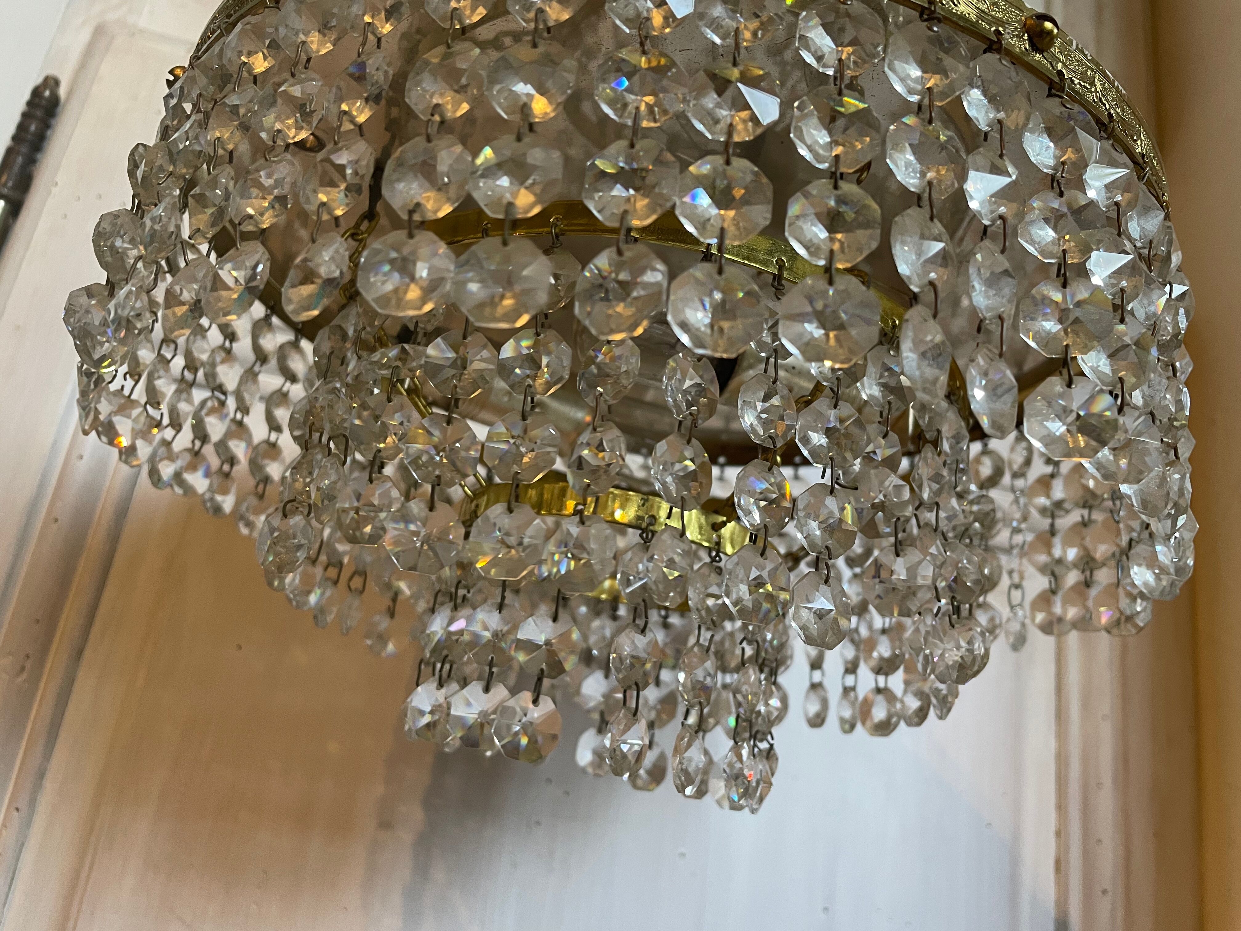 Ceiling lamp crown brass with vintage tassels