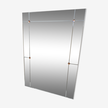 Grand miroir rectangulaire ciselé avec cabochons en verre