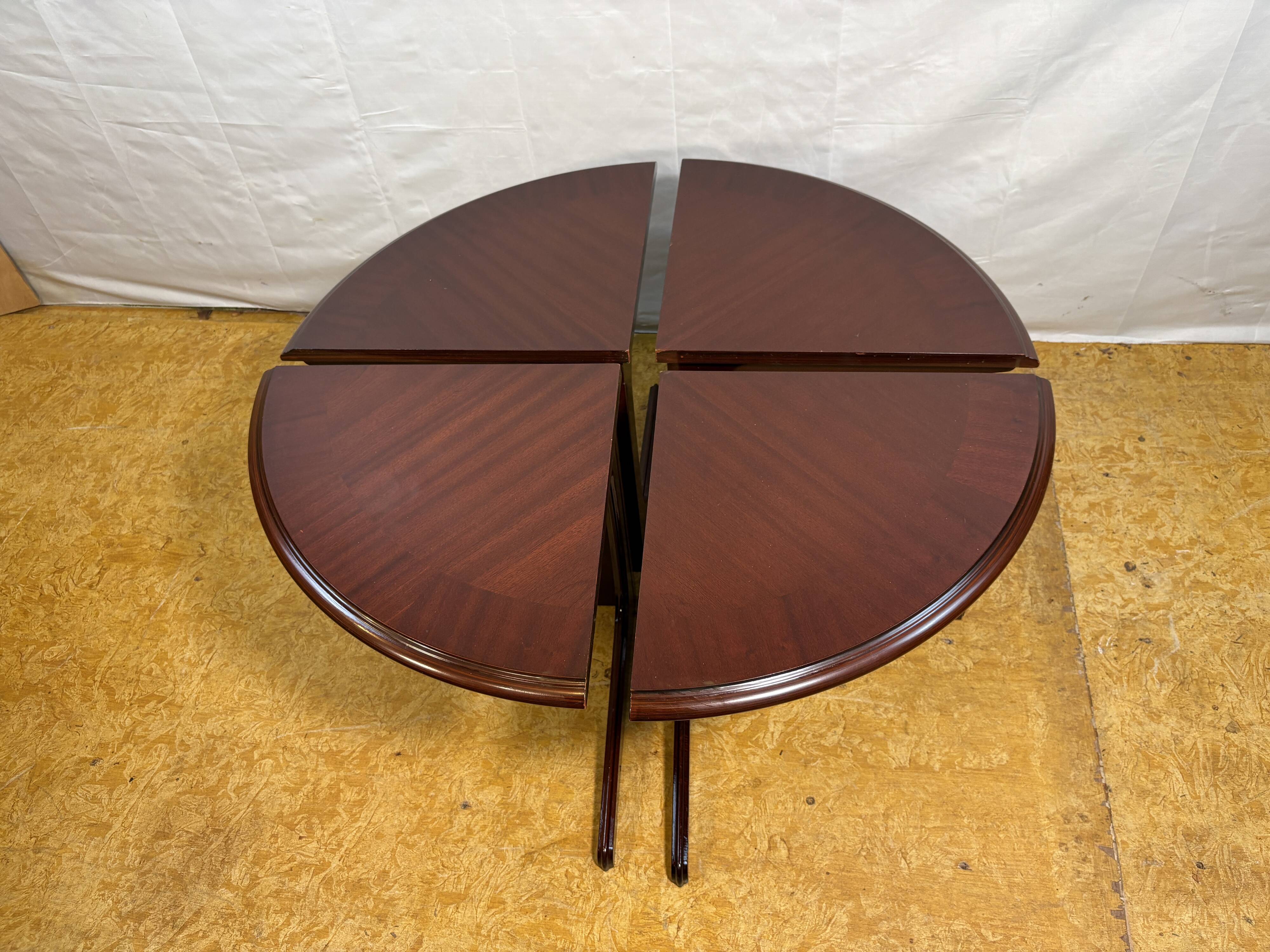 Vintage G-Plan Round Coffee Table & 4 Nested Stools | 1970s | Mahogany & Gl