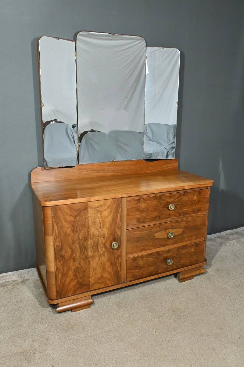 Walnut Veneer Hairdresser, Art Deco - 1930