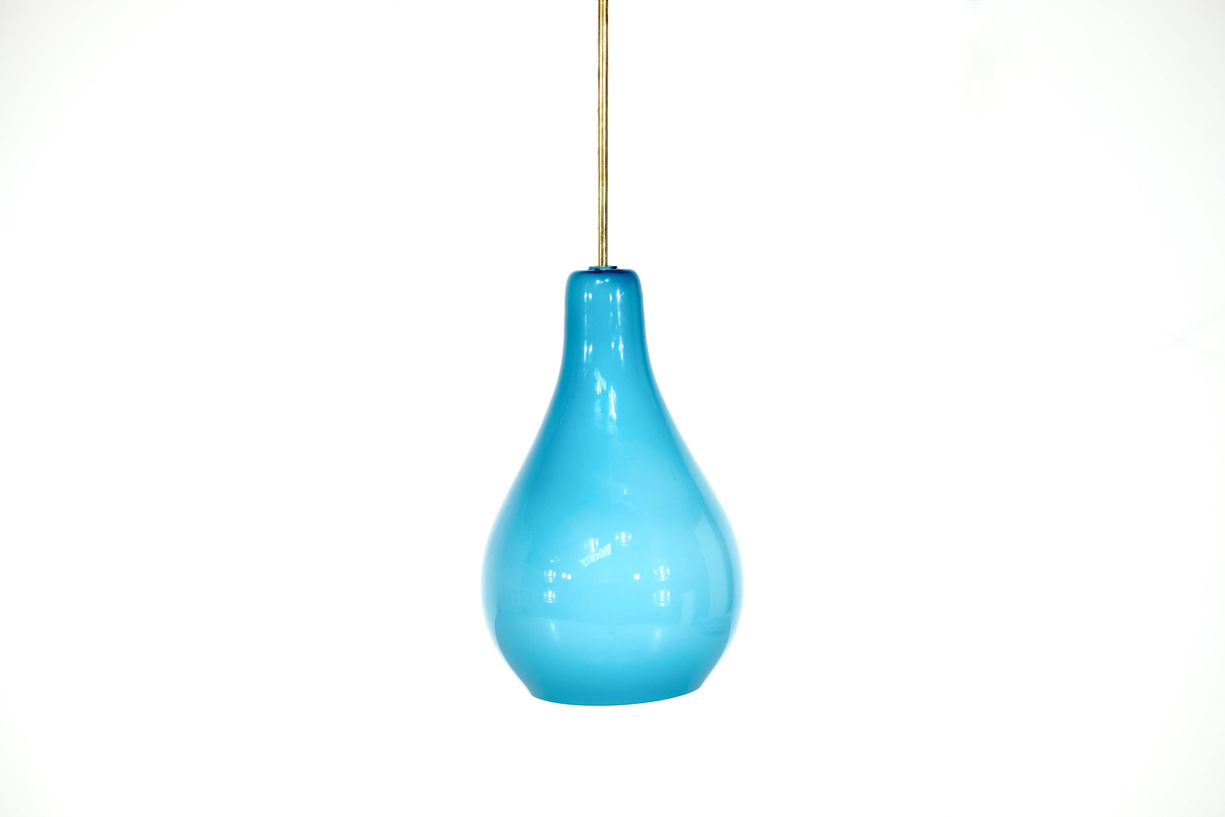 Italian pendant light in blue opaline