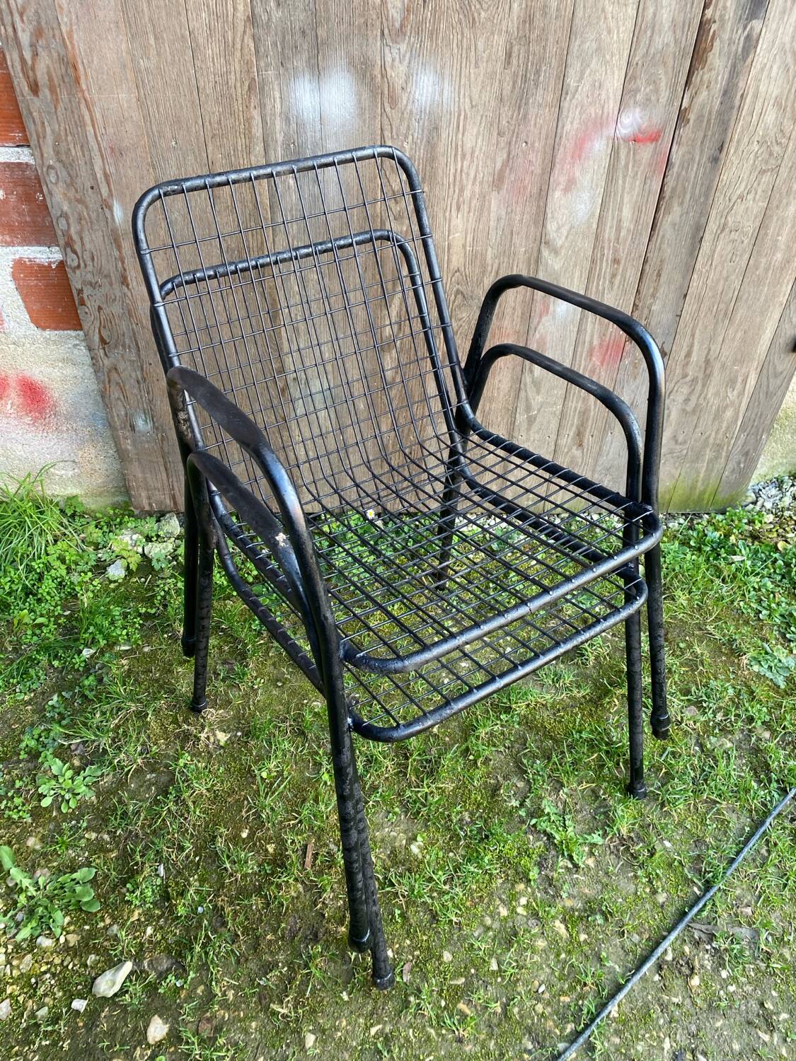 Pair of Antique EMU RIO Armchairs in Black Metal Vintage