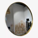 XL round mirror 90cm diameter with brass surround