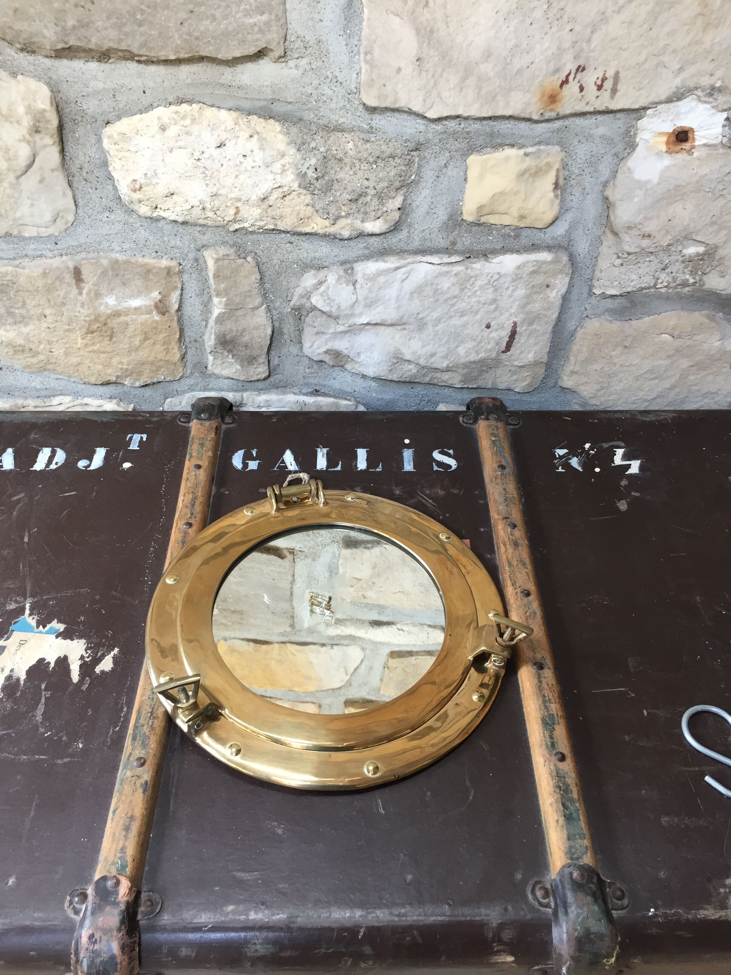 Brass porthole mirror  29x29cm