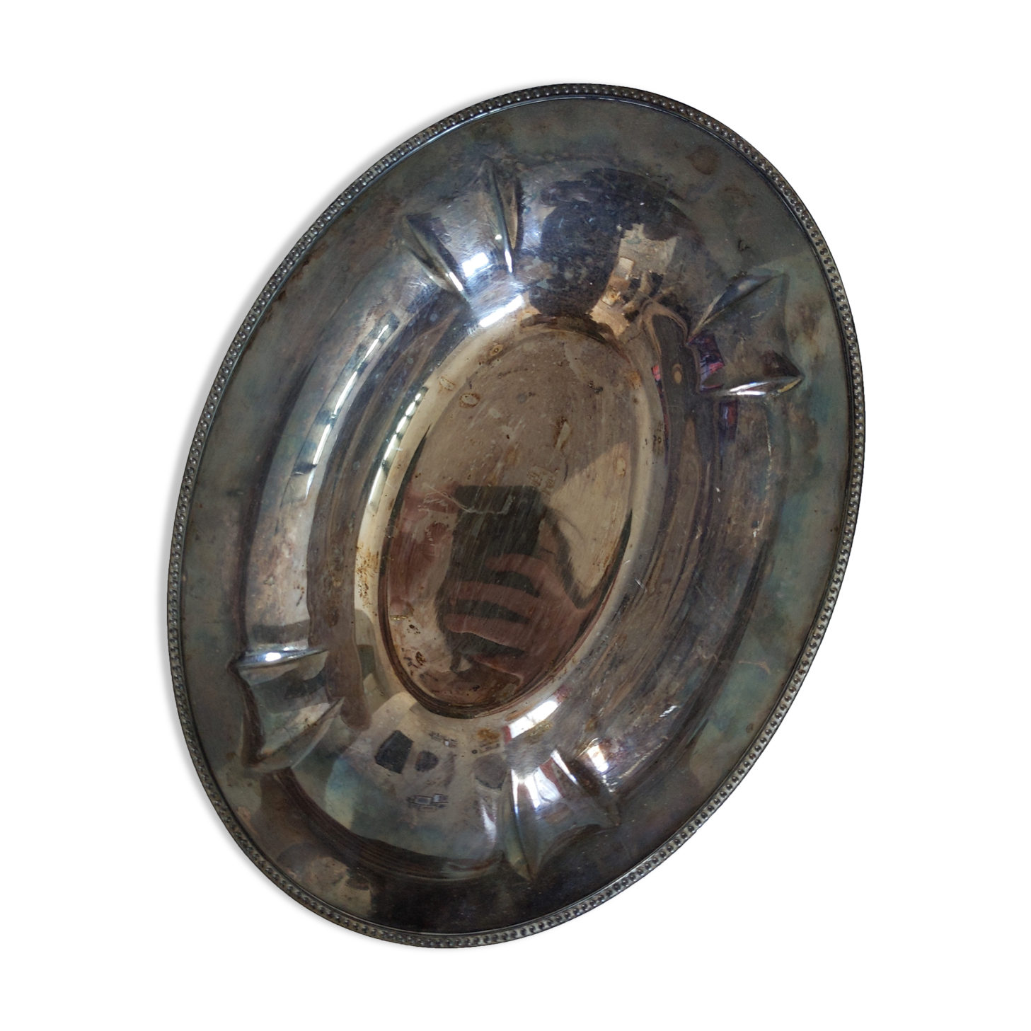 Vintage antique silver metal dish