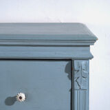 Antique painted pine chest of drawers – European rustic blue chest of drawers – circa 1900