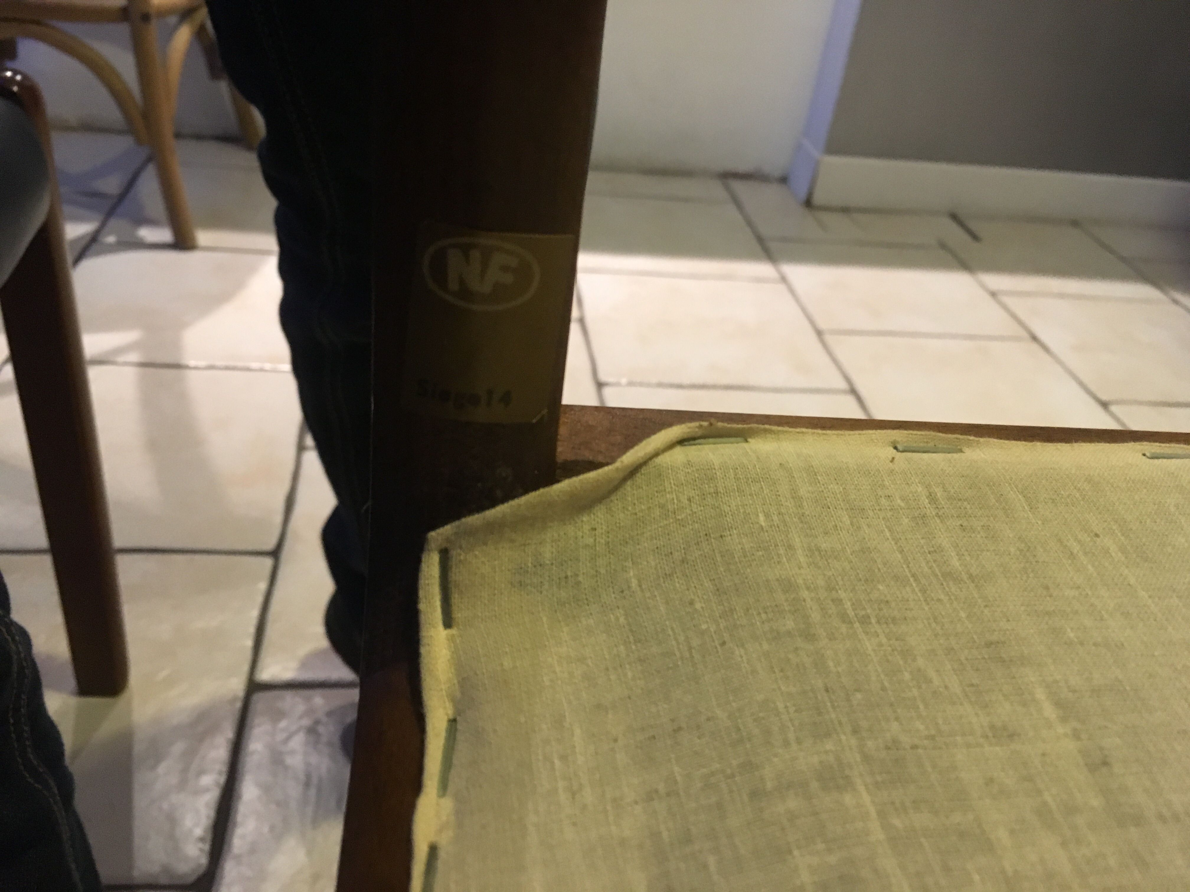 Set of 6 chairs teak leather