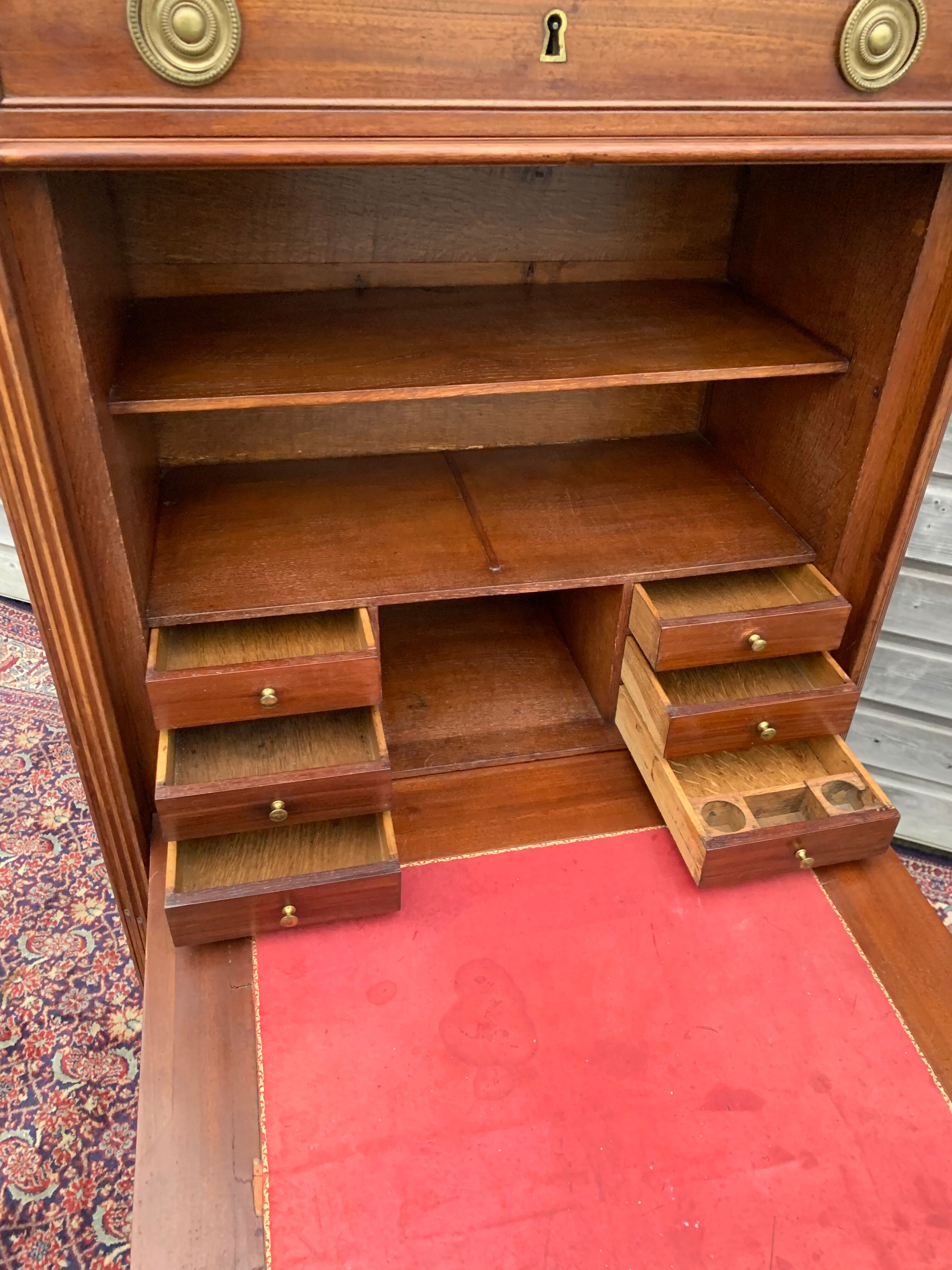 Mahogany secretary stamped l.aubry of louis xvi period