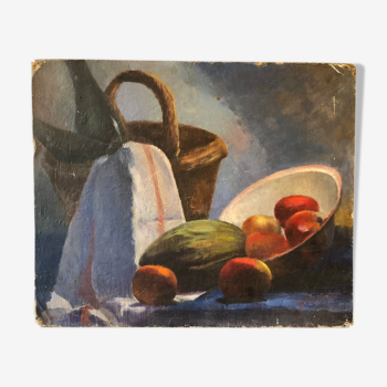 Nature morte huile sur toile ancienne