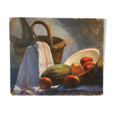 Still life, oil on ancient canvas