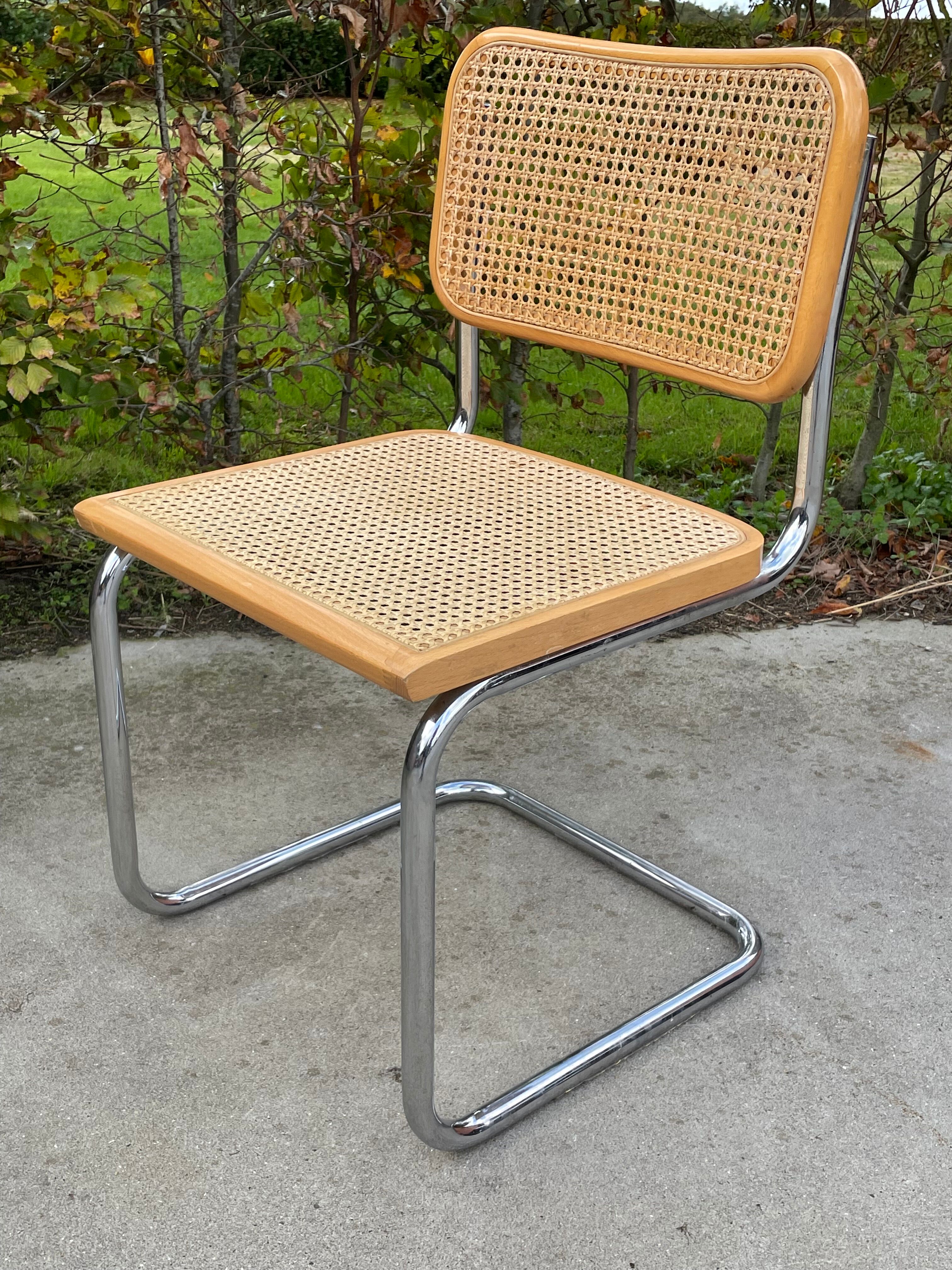 Set of 4 chairs model Cesca B32 designed by Marcel Breuer design