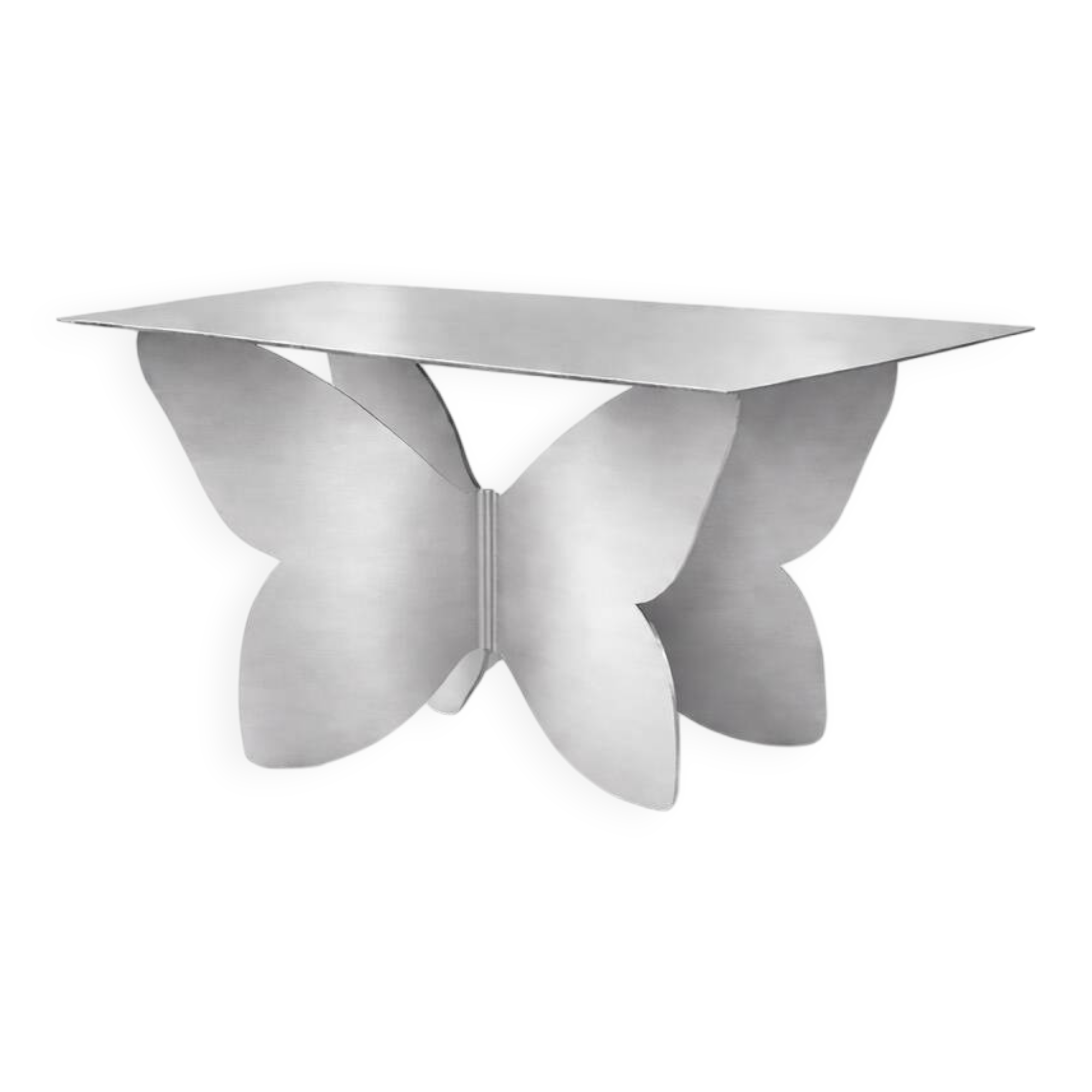 Papillon – Table basse design en acier inoxydable brossé