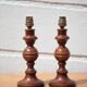 Pair of wood lamp, vintage turned wood lamp foot