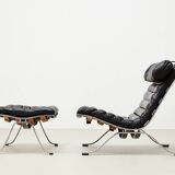 Fauteuil et ottoman Arne Norell Ari pour Norell Mobler, Suède 1966