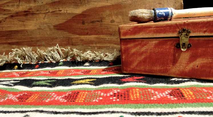 Hand woven wool rug 125x70cm