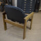 Leather and beech armchair Vintage 1970