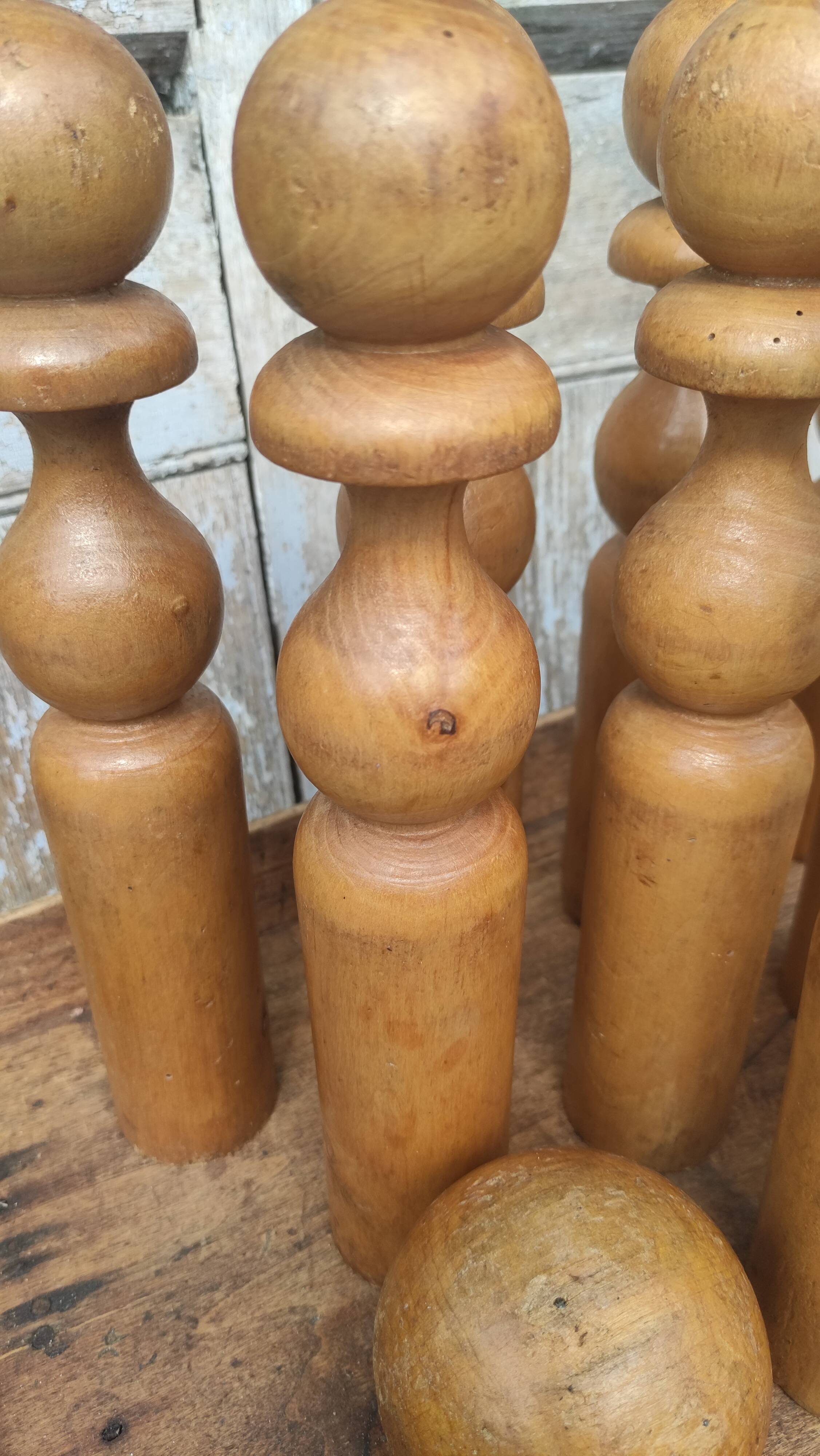 Old vintage wooden bowling game