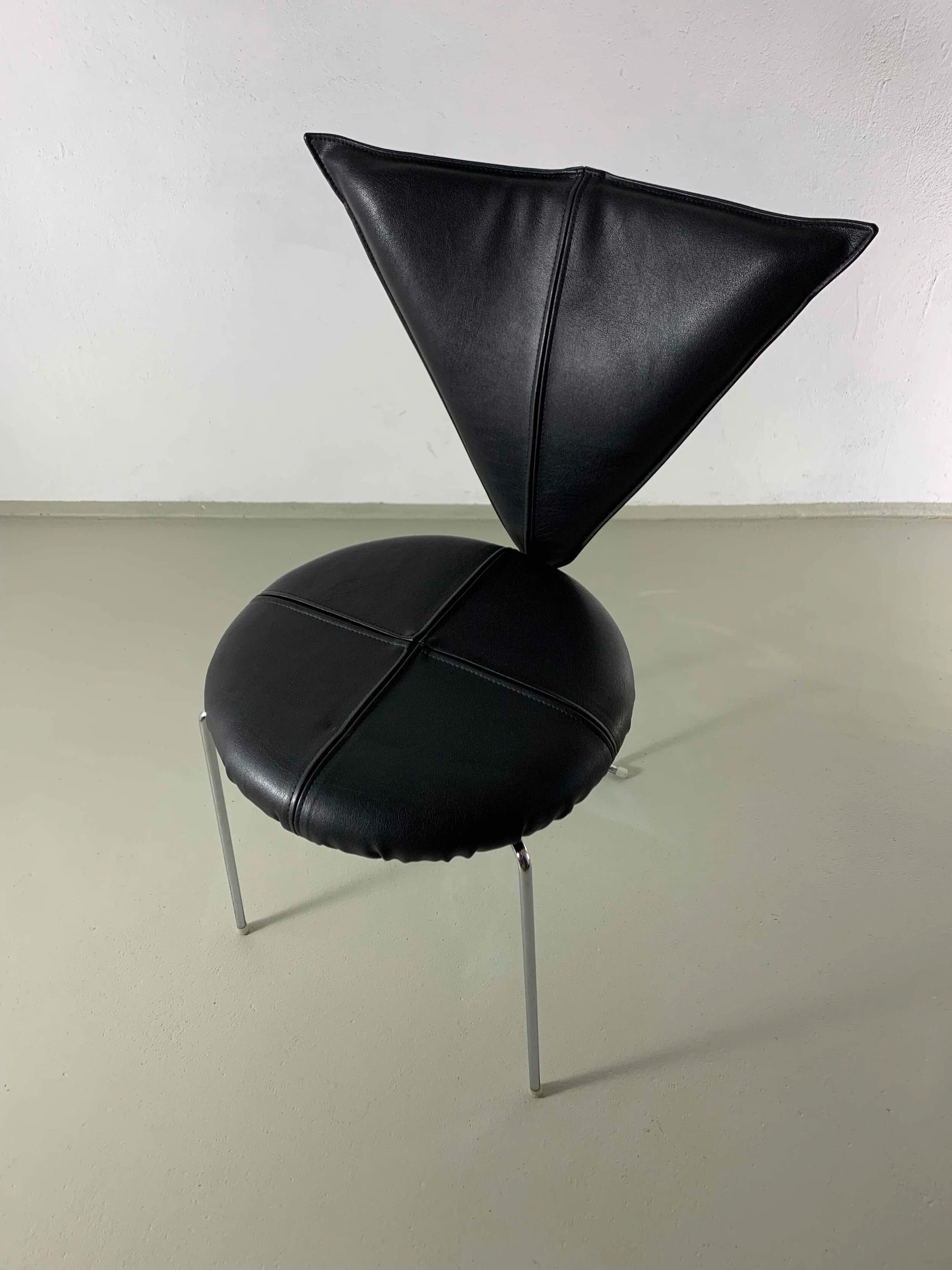 6 black leatherette metal chairs from Lubke, Germany, 1990s