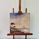 Huile sur bois, années 60 sur chevalet