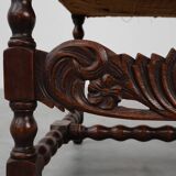 18th-Century Belgian Baroque Armchair in Wood and Leather, Louis XIV Period