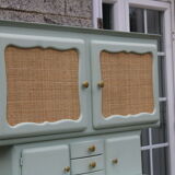 Renovated vintage Mado sideboard – Celadon green & natural cane