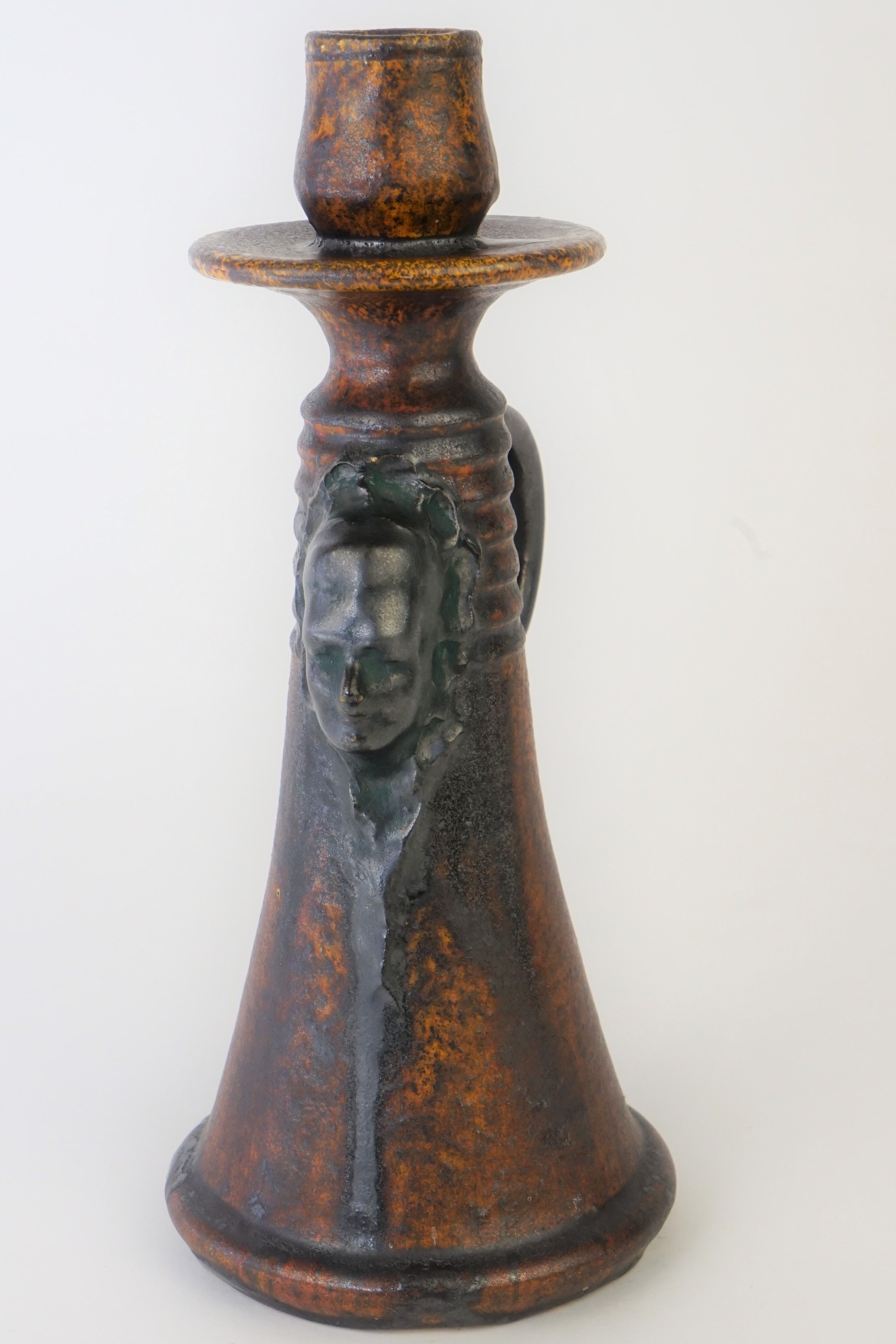 Ceramic sylvain sttublet ( 1890 -1985 ) candlestick or lamp foot in sandstone