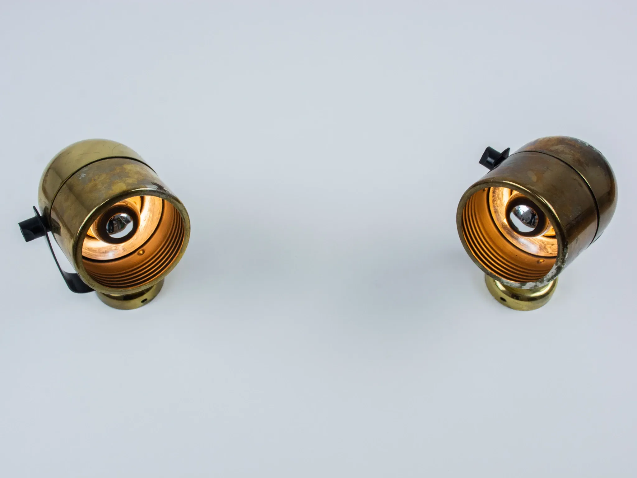 Pair of Vintage Gold-Toned Tube-Style Wall Spotlights With Patina