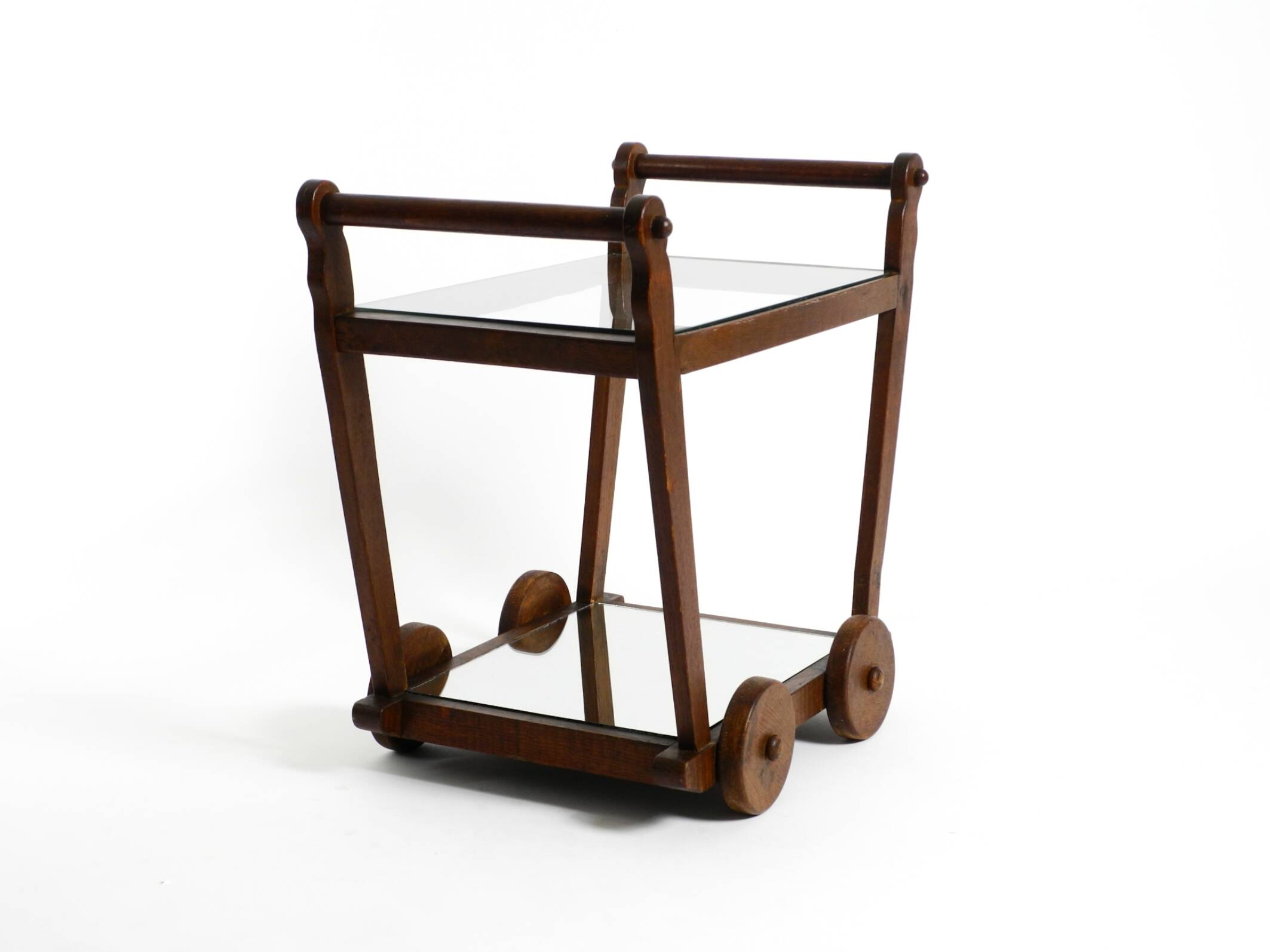 Beautiful, unique 1930s tea trolley bar cart made of solid oak wood