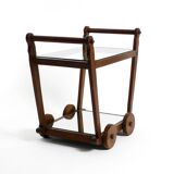 Beautiful, unique 1930s tea trolley bar cart made of solid oak wood