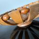 Art deco fruit bowl in olive wood