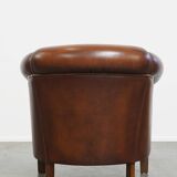 Brown Cowhide Leather Club Chair in English Style