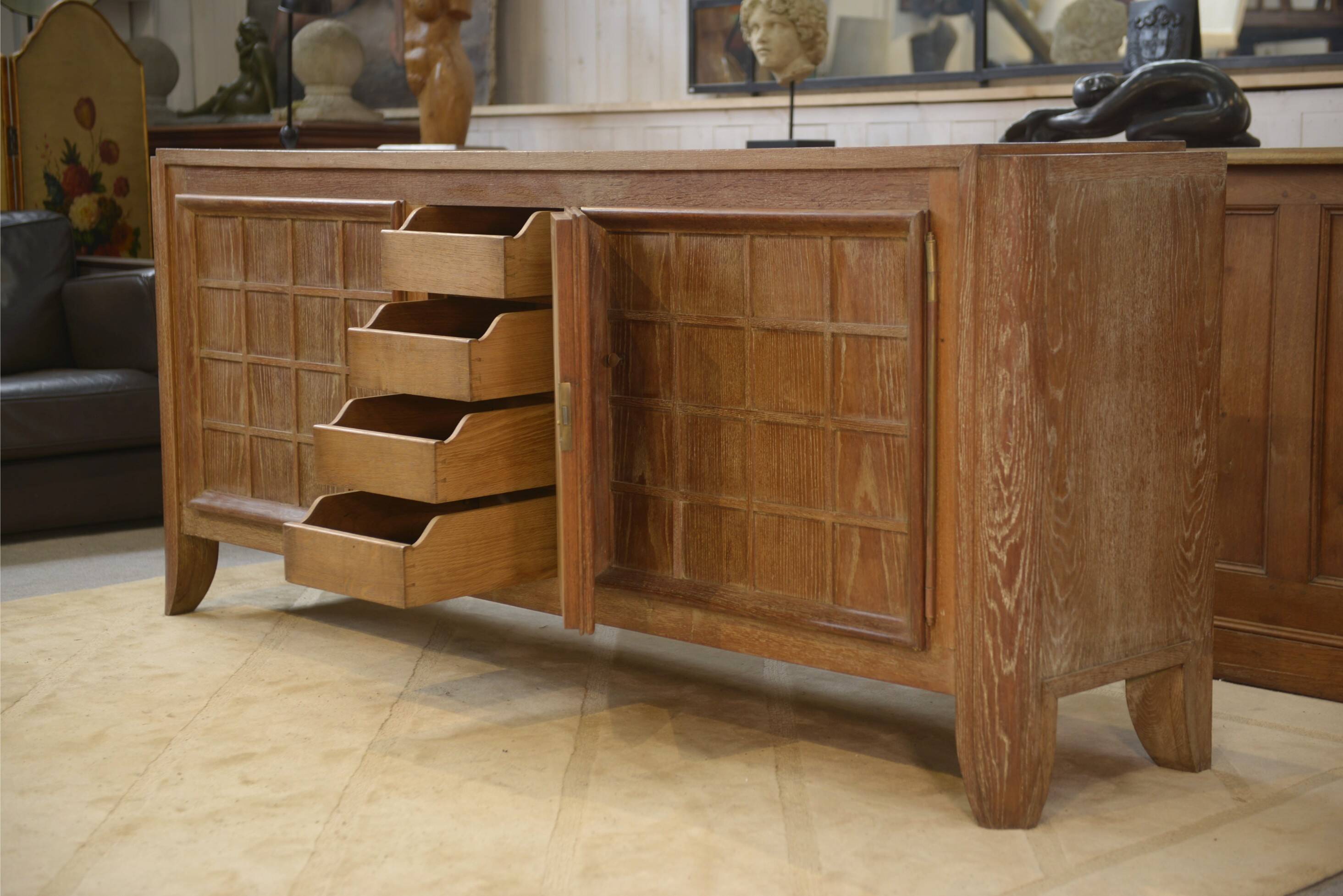 Cerused oak sideboard signed Maurice Rinck 1940s