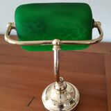 Lampe de banquier en verre et laiton ancienne