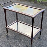 Vintage glass and rosewood Lacca style serving trolley