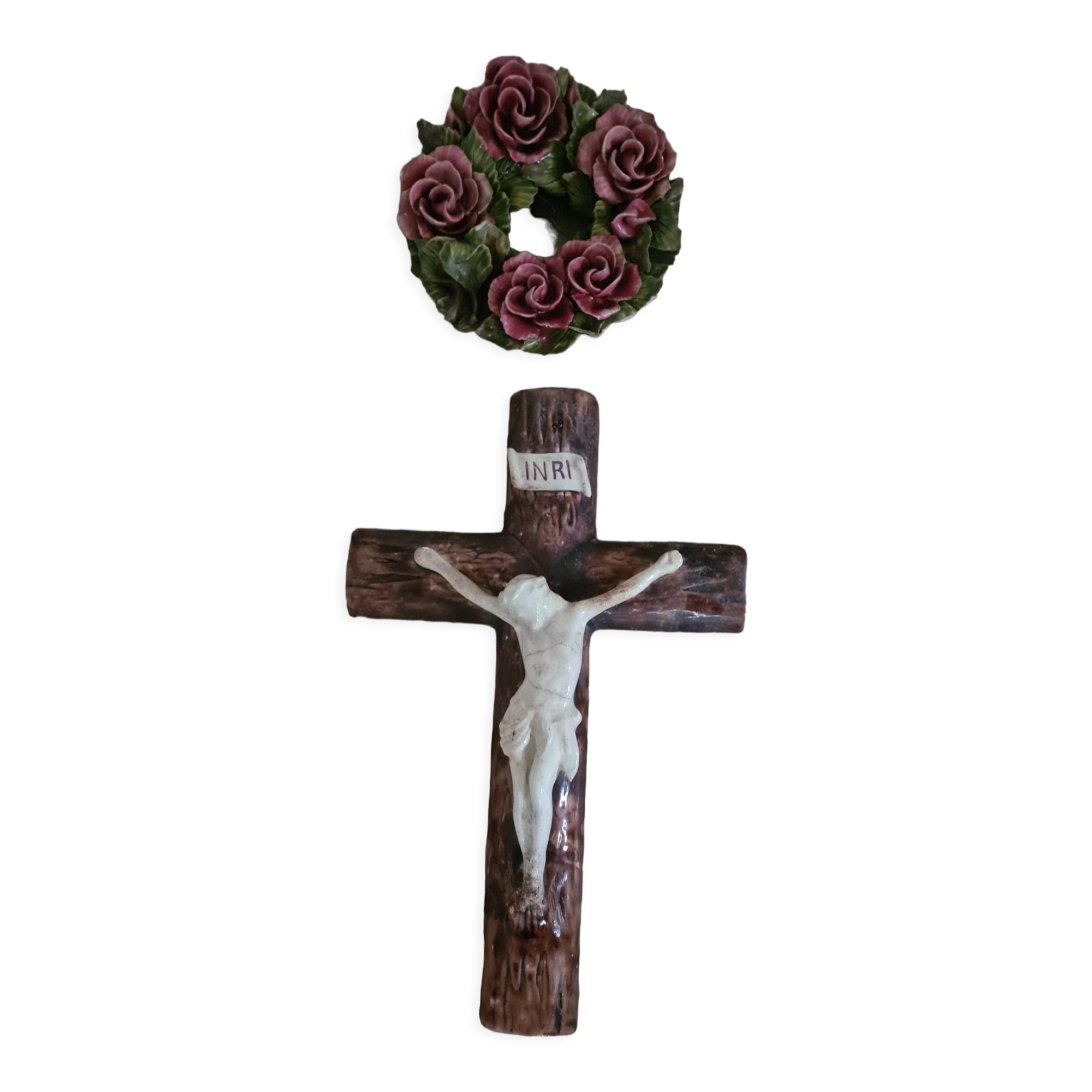 Polychrome Christ, nineteenth crown in patinated plaster