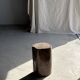 Table d'appoint en bois pétrifié brune H46 D29 - 3338