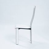 Italian Ycami white leather sculptural highback chairs, 1980s